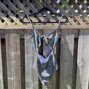 Out from under gingham one piece bathing suit